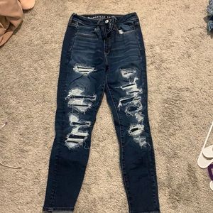 False ripped high waisted jeans